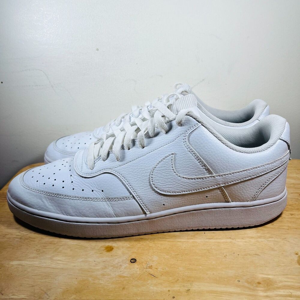 Nike Court Vision Low Mens Size 14 Shoes Triple White Casual Walking Sneakers